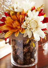 Flower and Pine Cone Centerpiece
